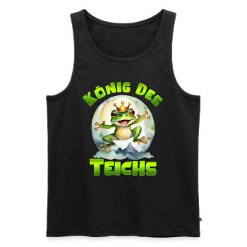 Froschkostüm KÖNIG DES TEICHS Lustiges Karneval - Männer Premium Bio Tank Top - Schwarz - Vorne - Michal (187cm)