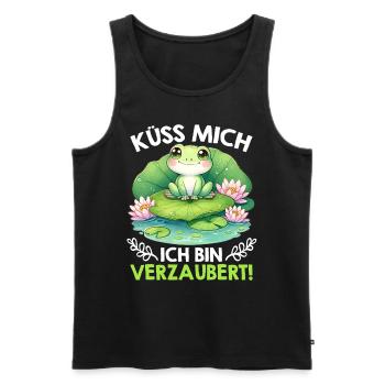 Froschkostüm KÜSS MICH ICH BIN VERZAUBERT - Männer Premium Bio Tank Top - Schwarz - Vorne - AI Model Male 178 light (178cm)