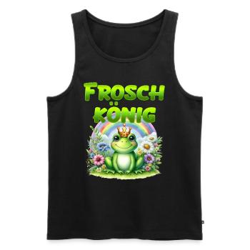 FROSCHKÖNIG Lustiges Karneval Frosch Kostüm - Männer Premium Bio Tank Top - Schwarz - Vorne - Michal (187cm)