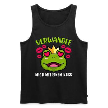 Froschkönig VERWANDLE MICH MIT EINEM KUSS - Männer Premium Bio Tank Top - Schwarz - Vorne - Michal (187cm)