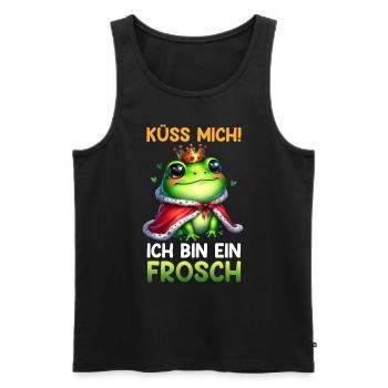 Karneval Frosch KÜSS MICH BIN EIN FROSCH Lustiges - Männer Premium Bio Tank Top - Schwarz - Vorne - Michal (187cm)