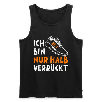 Halb Marathon Läufer BIN NUR HALB VERRÜCKT Lustig - Männer Premium Bio Tank Top - Schwarz - Vorne - AI Model Male 178 light (178cm)