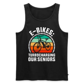 Senioren E-BIKES TURBOCHARGING OUR SENIORS Lustig - Männer Premium Bio Tank Top - Schwarz - Vorne - Michal (187cm)
