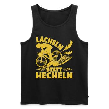Elektro Fahrrad LÄCHELN STATT HECHELN Lustiges - Männer Premium Bio Tank Top - Schwarz - Vorne - AI Model Male 178 light (178cm)