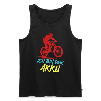 Radfahrer ICH BIN DER AKKU Radeln Lustiges - Männer Premium Bio Tank Top - Schwarz - Vorne - Michal (187cm)