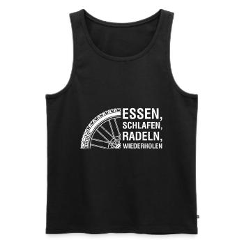 Radfahrer ESSEN SCHLAFEN RADELN WIEDERHOLEN Lustig - Männer Premium Bio Tank Top - Schwarz - Vorne - Michal (187cm)