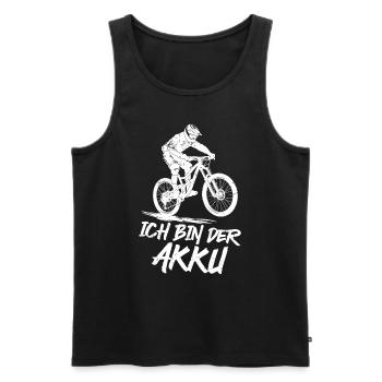 Radfahrer ICH BIN DER AKKU Radeln Lustiges - Männer Premium Bio Tank Top - Schwarz - Vorne - Michal (187cm)