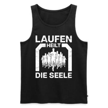 LAUFEN HEILT DIE SEELE Läufer Lustiges - Männer Premium Bio Tank Top - Schwarz - Vorne - AI Model Male 178 light (178cm)