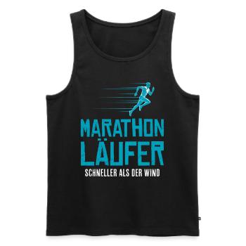 Laufen MARATHON LÄUFER SCHNELLER ALS DER WIND - Männer Premium Bio Tank Top - Schwarz - Vorne - AI Model Male 178 light (178cm)