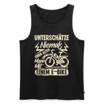 EBike UNTERSCHÄTZE NIE EINEN ALTEN MANN MIT E-BIKE - Männer Premium Bio Tank Top - Schwarz - Vorne - Michal (187cm)