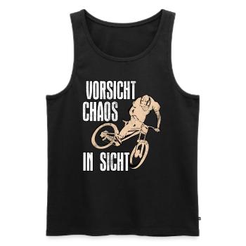 Mountainbiker VORSICHT CHAOS IN SICHT Lustiges - Männer Premium Bio Tank Top - Schwarz - Vorne - AI Model Male 178 light (178cm)