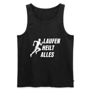 Läufer LAUFEN HEILT ALLES Laufen Lustiges - Männer Premium Bio Tank Top - Schwarz - Vorne - Michal (187cm)