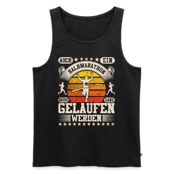 Läufer EIN HALBMARATHON MUSS GELAUFEN WERDEN - Männer Premium Bio Tank Top - Schwarz - Vorne - Michal (187cm)