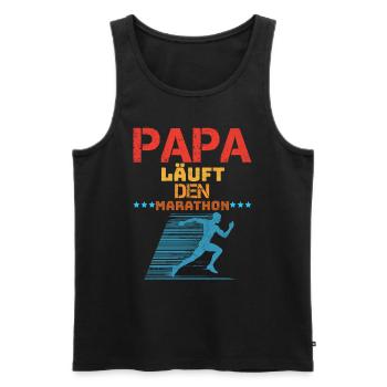 Läufer PAPA LÄUFT DEN MARATHON Laufen Lustiges - Männer Premium Bio Tank Top - Schwarz - Vorne - AI Model Male 178 light (178cm)