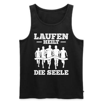Läufer LAUFEN HEILT DIE SEELE Lustiges - Männer Premium Bio Tank Top - Schwarz - Vorne - AI Model Male 178 light (178cm)