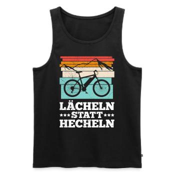 Elektro Fahrrad E-BIKE LÄCHELN STATT HECHELN - Männer Premium Bio Tank Top - Schwarz - Vorne - AI Model Male 178 light (178cm)