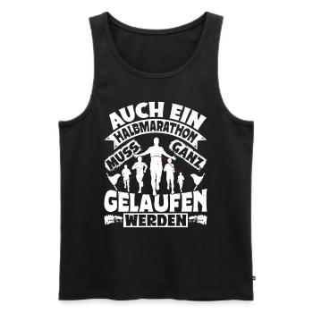 Läufer AUCH EIN HALBMARATHON MUSS GELAUFEN WERDEN - Männer Premium Bio Tank Top - Schwarz - Vorne - Michal (187cm)