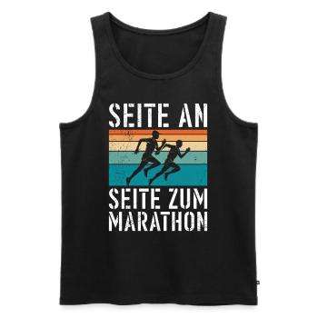 Läufer SEITE AN SEITE ZUM MARATHON Lustiges - Männer Premium Bio Tank Top - Schwarz - Vorne - AI Model Male 178 light (178cm)