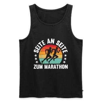 Läufer SEITE AN SEITE ZUM MARATHON Lustiges - Männer Premium Bio Tank Top - Schwarz - Vorne - AI Model Male 178 light (178cm)