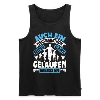 Läufer AUCH EIN HALBMARATHON MUSS GELAUFEN WERDEN - Männer Premium Bio Tank Top - Schwarz - Vorne - Michal (187cm)