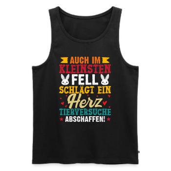 Tierschutz AUCH IM KLEINSTEN FELL SCHLÄGT EIN HERZ - Männer Premium Bio Tank Top - Schwarz - Vorne - Michal (187cm)