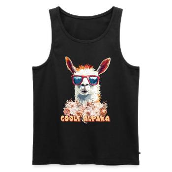 Alpaka COOLE ALPAKA Lama Lustiges - Männer Premium Bio Tank Top - Schwarz - Vorne - Michal (187cm)