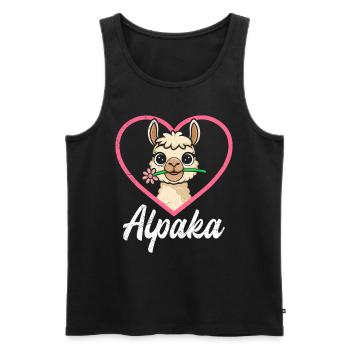 Alpaka Fan Lama Liebe ALPAKA Lustiges - Männer Premium Bio Tank Top - Schwarz - Vorne - Michal (187cm)