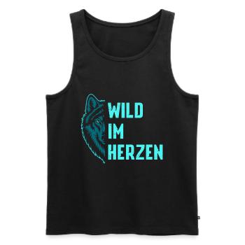 Wolf Spirit WILD IM HERZEN Wölfe Lustiges - Männer Premium Bio Tank Top - Schwarz - Vorne - Michal (187cm)