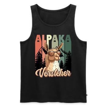 Alpaka Fan ALPAKA VERSTEHER Retro Lustig - Männer Premium Bio Tank Top - Schwarz - Vorne - Michal (187cm)