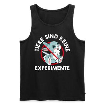Tierwohl TIERE SIND KEINE EXPERIMENTE LUSTIG - Männer Premium Bio Tank Top - Schwarz - Vorne - AI Model Male 178 light (178cm)