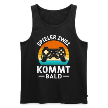 Gamer Papa SPIELER ZWEI KOMMT BALD Lustiges - Männer Premium Bio Tank Top - Schwarz - Vorne - Michal (187cm)