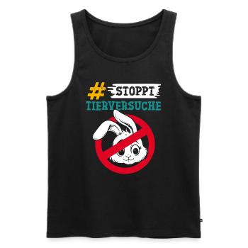 Tierschutz STOPPT TIERVERSUCHE GEGEN VERSUCHE - Männer Premium Bio Tank Top - Schwarz - Vorne - AI Model Male 178 light (178cm)