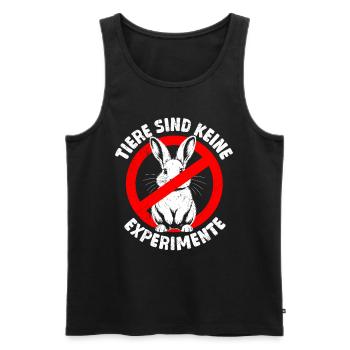 Tierschutz ANIMALS ARE NOT EXPERIMENTS Lustig - Männer Premium Bio Tank Top - Schwarz - Vorne - Michal (187cm)