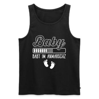 BABY IM ANMARSCH Werdende Mütter Lustiges - Männer Premium Bio Tank Top - Schwarz - Vorne - Michal (187cm)