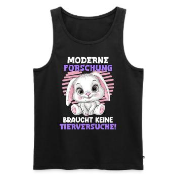 Tierschutz MODERNE FORSCHUNG BRAUCHT KEINE - Männer Premium Bio Tank Top - Schwarz - Vorne - Michal (187cm)