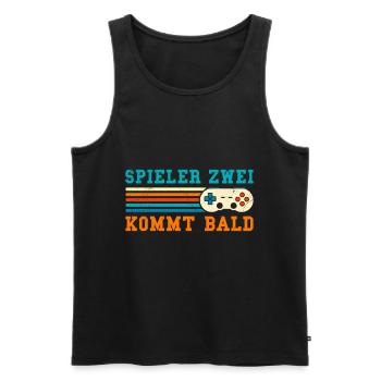 Gamer Papa SPIELER ZWEI KOMMT BALD Lustiges - Männer Premium Bio Tank Top - Schwarz - Vorne - Michal (187cm)