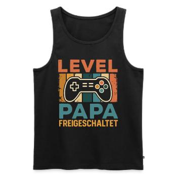 Bald Papa LEVEL PAPAFREIGESCHALTET LUSTIG - Männer Premium Bio Tank Top - Schwarz - Vorne - AI Model Male 178 light (178cm)