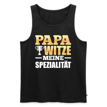 Zukünftiger Vater PAPA WITZE MEINE SPEZIALITÄT - Männer Premium Bio Tank Top - Schwarz - Vorne - Michal (187cm)