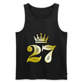 27 Chiffre Couronne Or - Débardeur bio Premium Homme - noir - Devant - Michal (187cm)