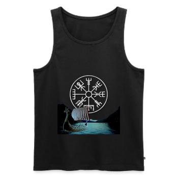 Vegvisir Viking ship - Men's Premium Organic Tank Top - black - Front - AI Model Male 178 light (178cm)