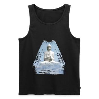 buddha 1 - Männer Premium Bio Tank Top - Schwarz - Vorne - Michal (187cm)