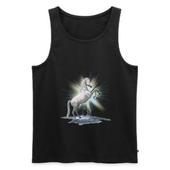 Chemise des chevaux - cheval blanc , moisissure - Débardeur bio Premium Homme - noir - Devant - AI Model Male 178 light (178cm)
