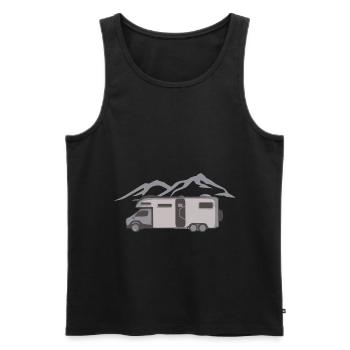 Camping camper van - Men's Premium Organic Tank Top - black - Front - AI Model Male 178 light (178cm)