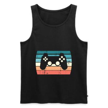 Retro Video Gaming Gamer Sunset Boys Girls - Men's Premium Organic Tank Top - black - Front - AI Model Male 178 light (178cm)