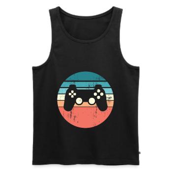 Sunset du contrôleur de jeu de console en détresse - Débardeur bio Premium Homme - noir - Devant - Michal (187cm)