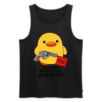 Falls jemand meine Nerven sucht - Die sind am Ente - Männer Premium Bio Tank Top - Schwarz - Vorne - Michal (187cm)