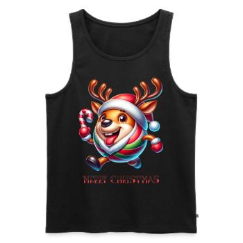 Funny Reindeer Christmas - Men's Premium Organic Tank Top - black - Front - Michal (187cm)