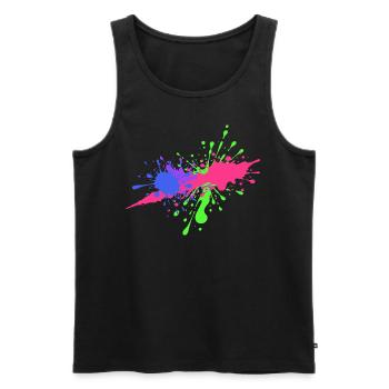 Farbe Geschenk Streetwear - Männer Premium Bio Tank Top - Schwarz - Vorne - Michal (187cm)