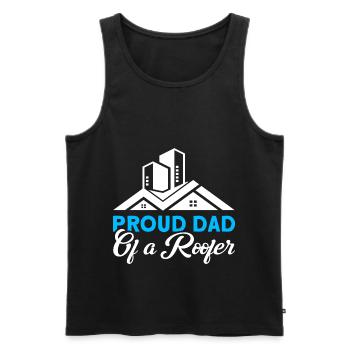 Fier Papa Père Couvreur Père Famille - Débardeur bio Premium Homme - noir - Devant - AI Model Male 178 light (178cm)