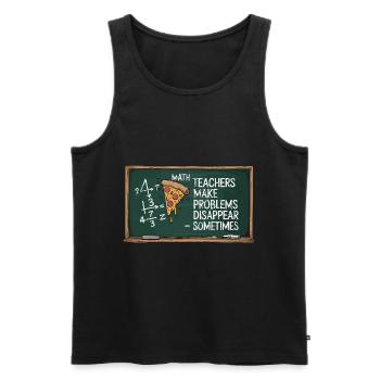 Professeur de mathématiques drôle Conception Pizza et résolution de problèmes - Débardeur bio Premium Homme - noir - Devant - AI Model Male 178 light (178cm)